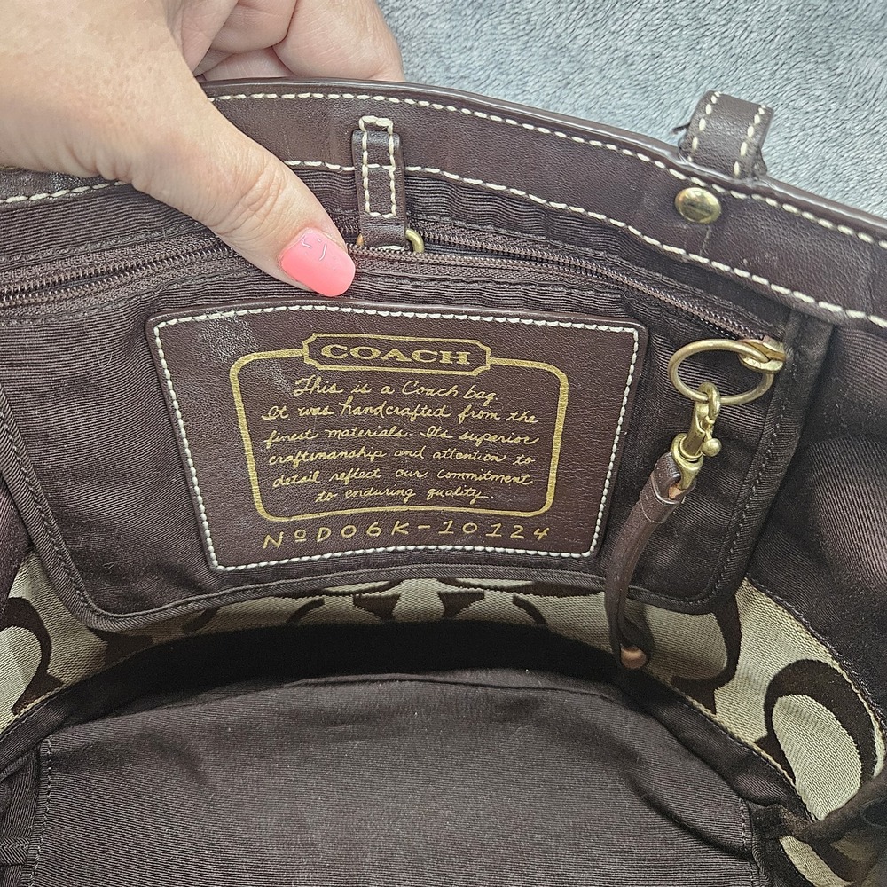 Coach Signature Tote Bag Bundle Brown Khaki Y2K Wristlet Glasses & Case 10124 - Picture 9 of 16